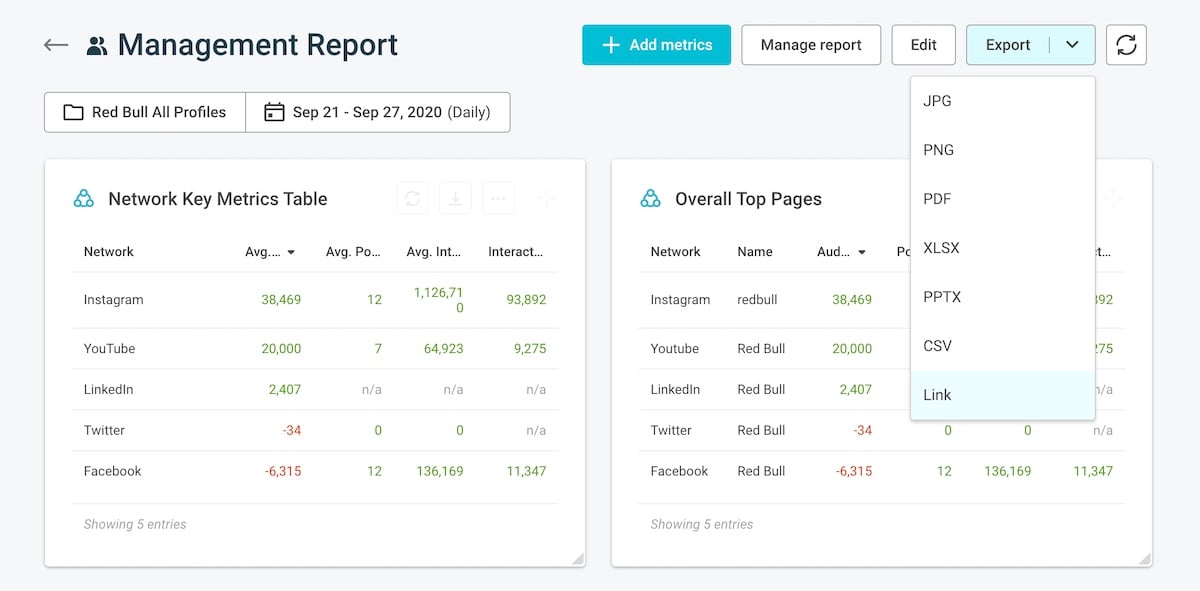 How to export a social media report in quintly