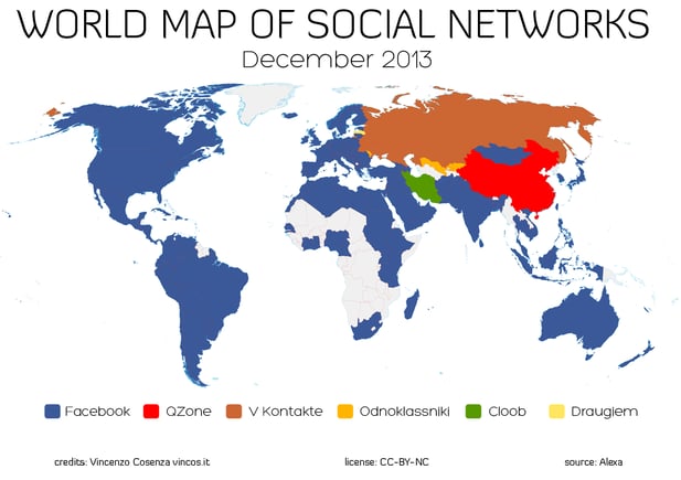 World Map Of Social Networks December 2013 Version
