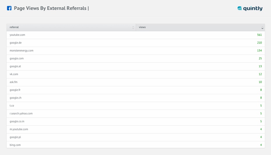page views by external referrals 