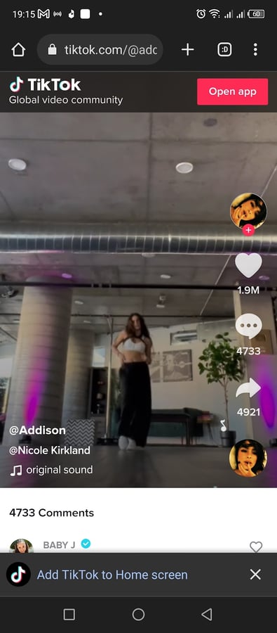 addison rae tiktok screenshot